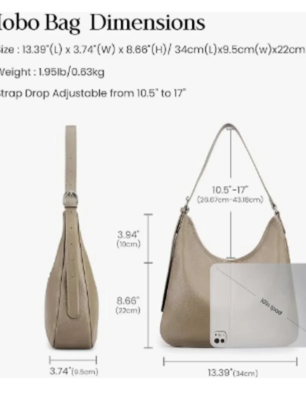 Genuine Leather Hobo Bags for Women, Top Grain Real Leather Women's Shoulder Bag